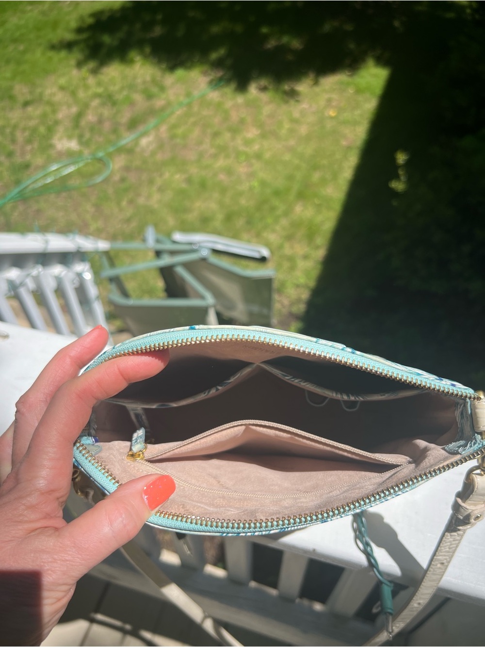 Brahmin Mini Duxbury Copa Cabana Crossbody Blue & Cream - Picture 9 of 11